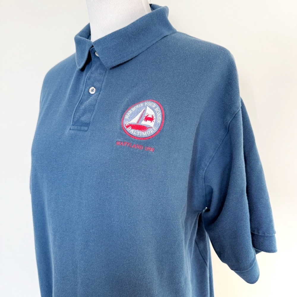 Baltimore Harbour Polo Mens XL Vintage 1998 Harbour Your Bones Maryland Crab